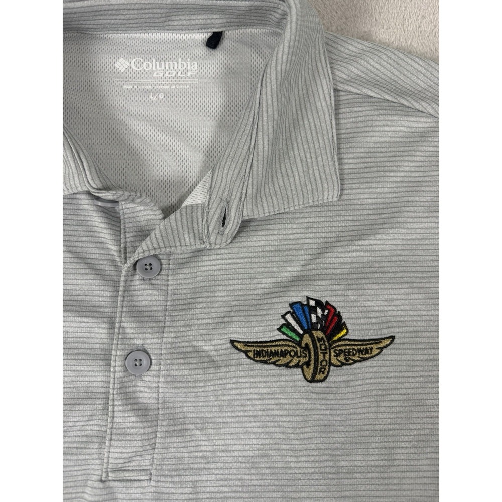 Columbia Golf Omni-Wick Polo Shirt Mens Large Indianapolis Motor Speedway Gray